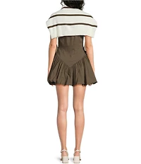 Mason's Daughter Harper Crew Neck Sleeveless Button Front Bubble Hem Sheath Dress