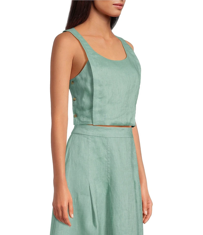 Mason's Daughter Sophia Coordinating Linen Blend Woven Square Neck Sleeveless Top