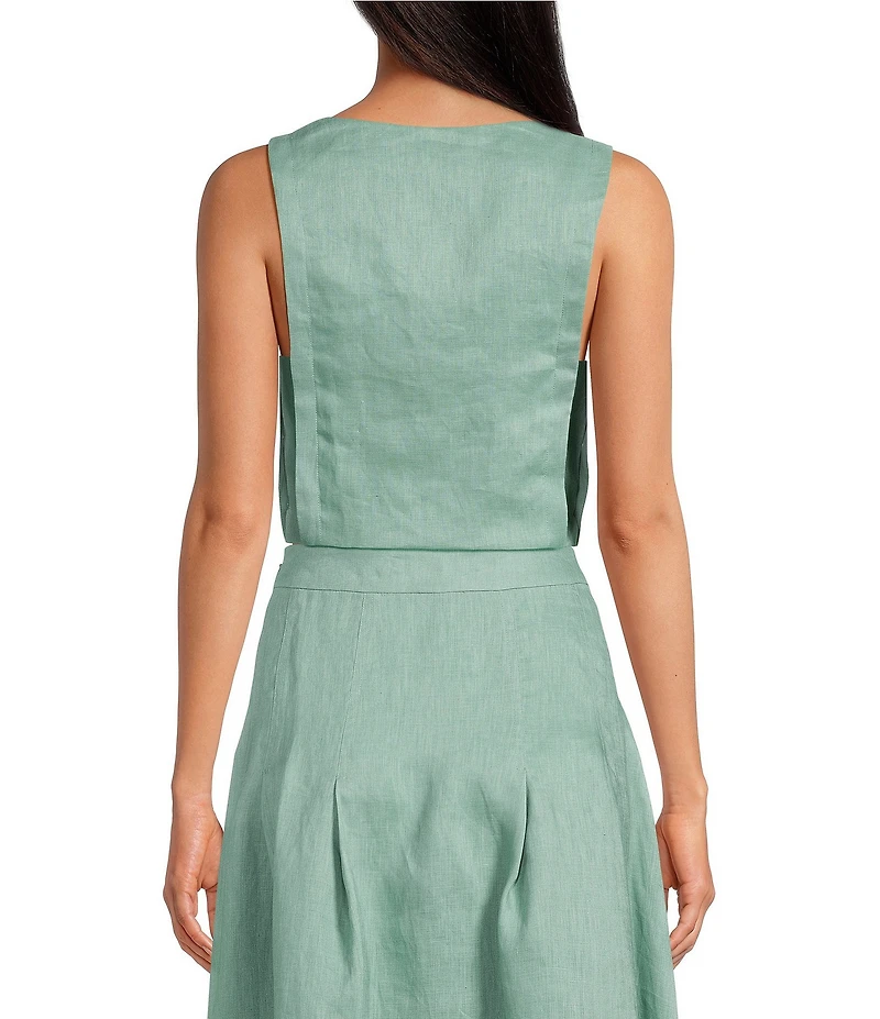 Mason's Daughter Sophia Coordinating Linen Blend Woven Square Neck Sleeveless Top