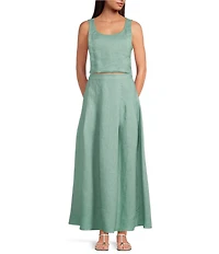 Mason's Daughter Sophia Coordinating Linen Blend Woven Square Neck Sleeveless Top