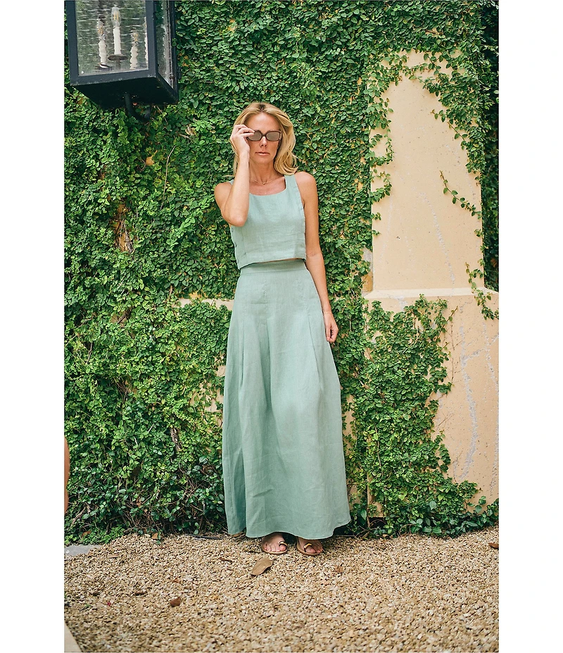 Mason's Daughter Sophia Coordinating Linen Blend Woven Square Neck Sleeveless Top