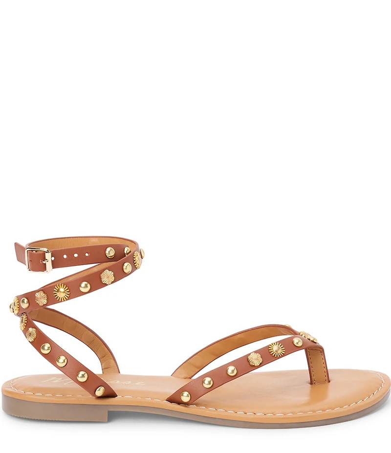 Matisse Athena Studded Leather Ankle Strap Thong Sandals