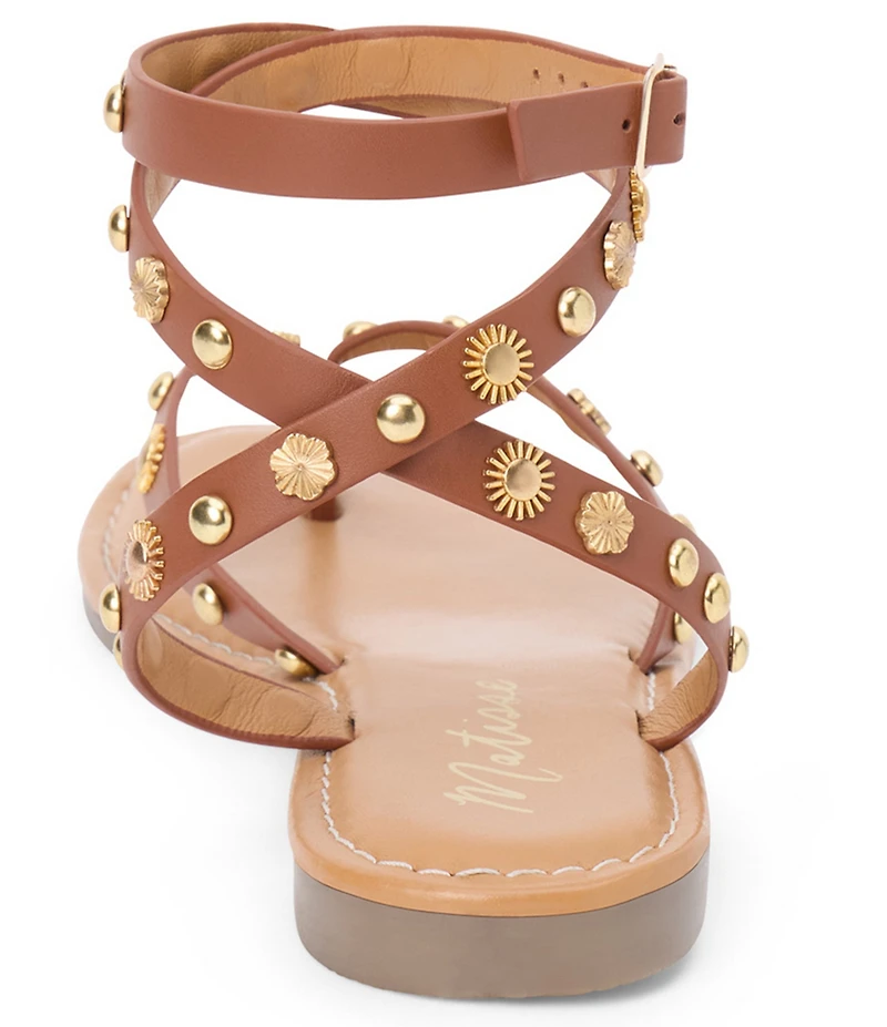 Matisse Athena Studded Leather Ankle Strap Thong Sandals