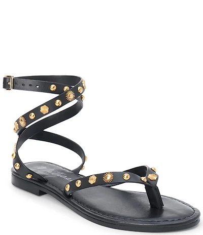 Matisse Athena Studded Leather Ankle Strap Thong Sandals