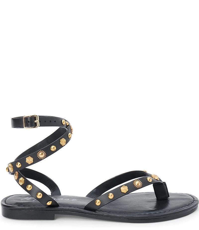 Matisse Athena Studded Leather Ankle Strap Thong Sandals