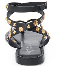Matisse Athena Studded Leather Ankle Strap Thong Sandals