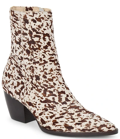 Matisse Caty Spotted Animal Print Calf Hair Western Inspired Booties