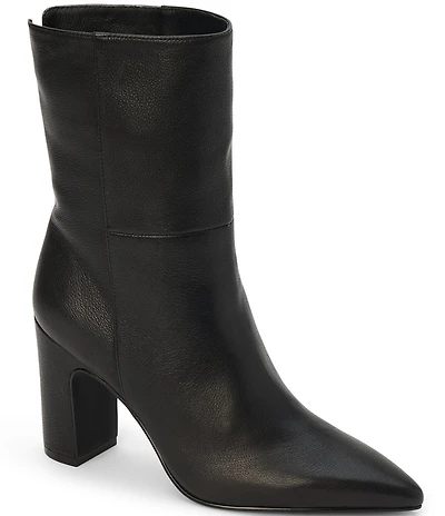 Matisse Celeste Leather Pointed Toe Block Heel Mid Calf Boots