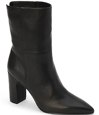 Matisse Celeste Leather Pointed Toe Block Heel Mid Calf Boots
