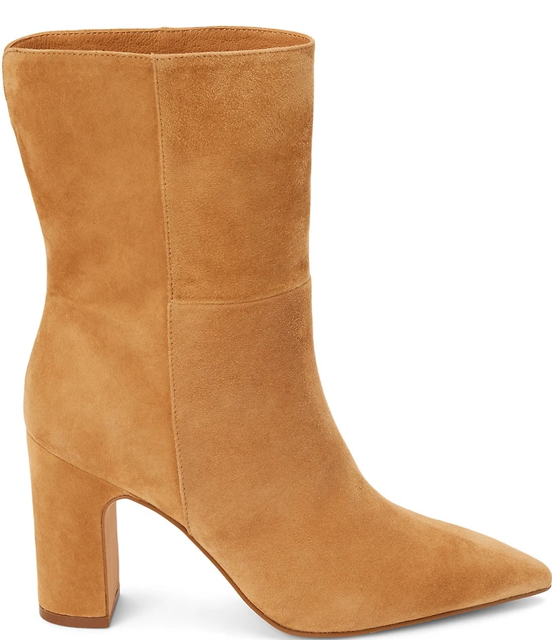 Matisse Celeste Suede Pointed Toe Block Heel Mid Calf Boots