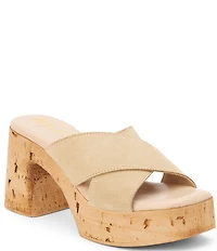 Matisse Eliana Suede Block Heel Platform Slide Sandals