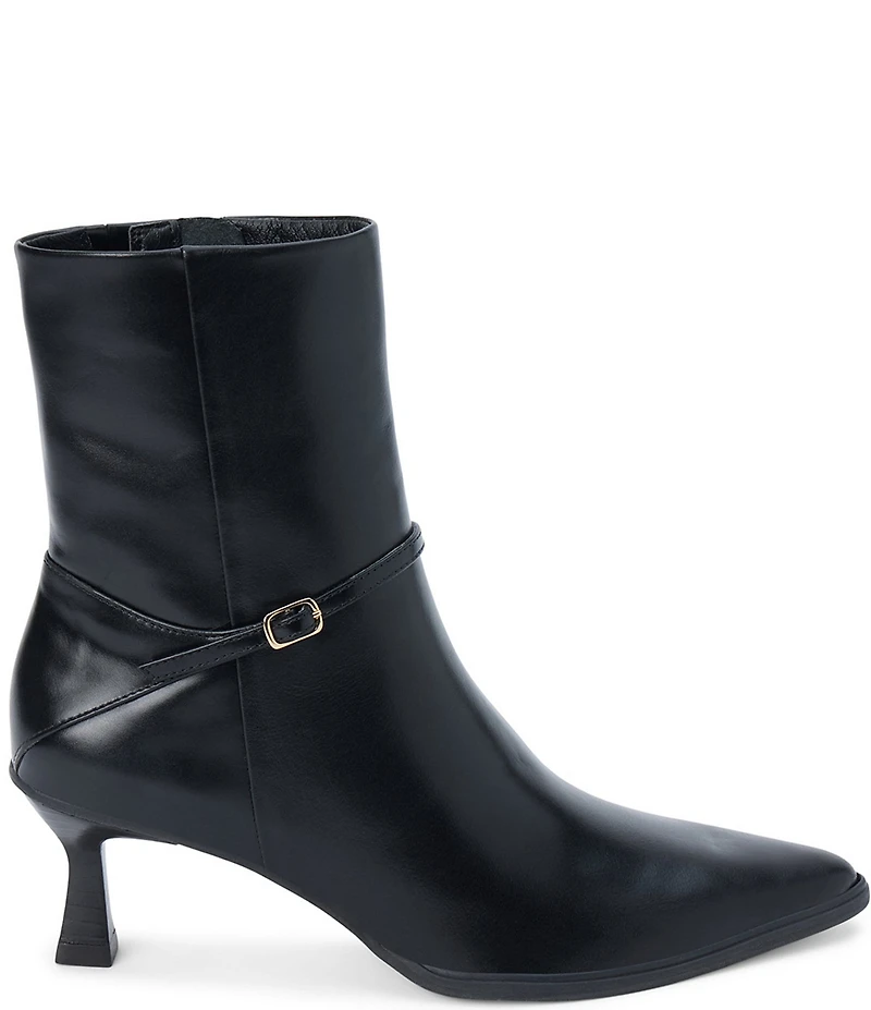 Matisse Ilana Leather Micro Buckle Detail Kitten Heel Booties