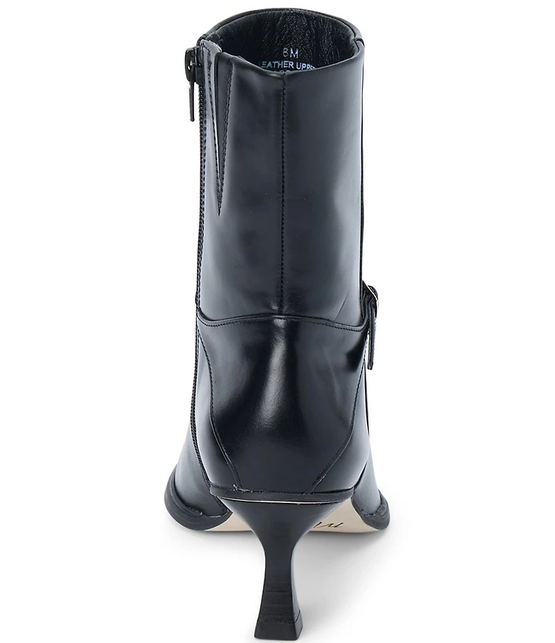 Matisse Ilana Leather Micro Buckle Detail Kitten Heel Booties