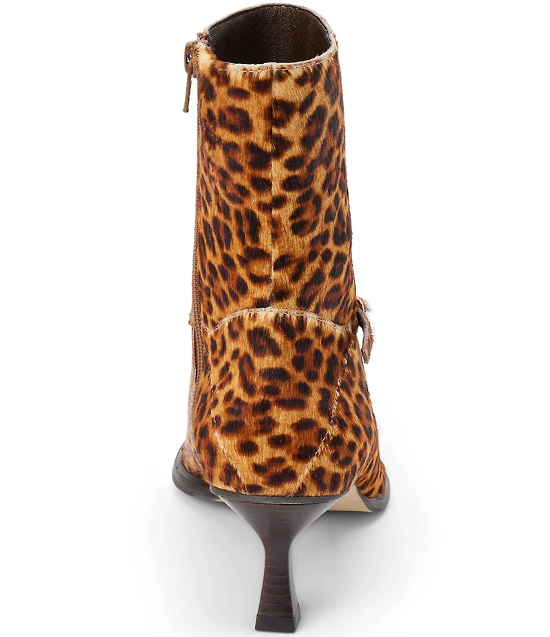 Matisse Ilana Leopard Print Haircalf Buckle Strap Kitten Heel Booties