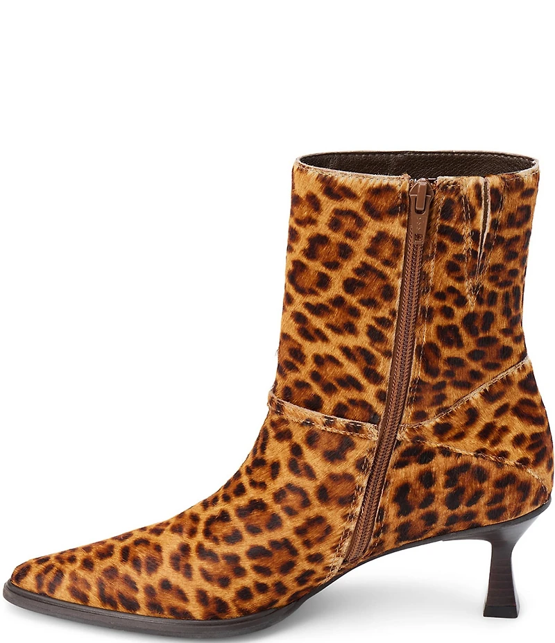 Matisse Ilana Leopard Print Haircalf Buckle Strap Kitten Heel Booties