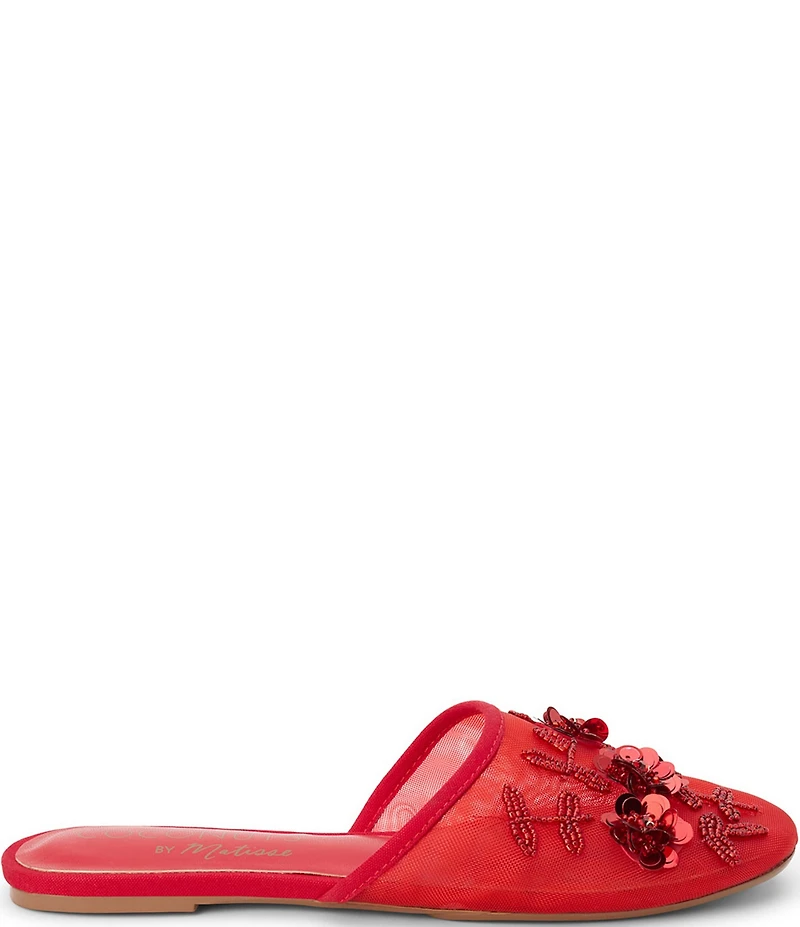 Matisse Maven Floral Applique Mesh Flat Mules