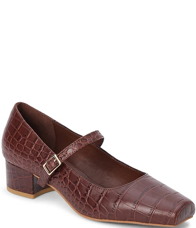 Matisse Mirabelle Croco Embossed Leather Mary Jane Pumps
