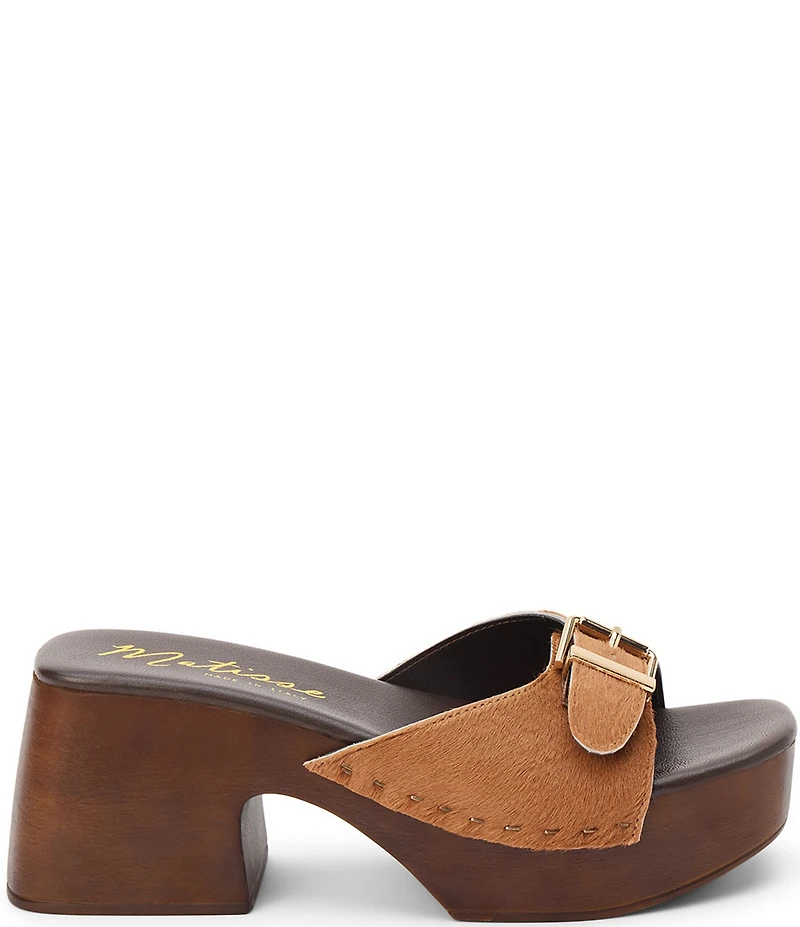 Matisse Miramar Calf Hair Platform Block Heel Slide Sandals