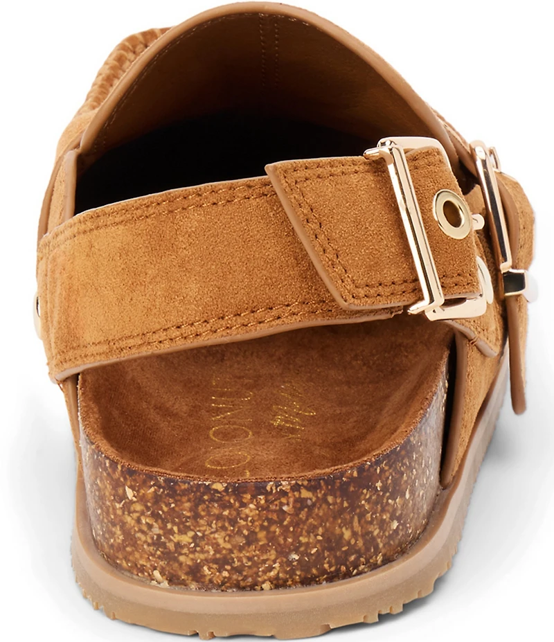 Matisse Tyler Sueded Fabric Moc Toe Buckle Hardware Slingback Clogs