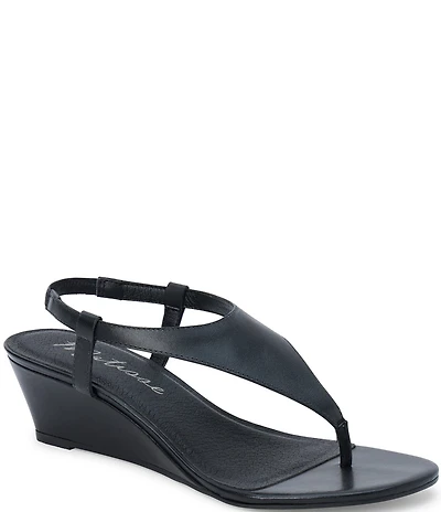 Matisse Westport Leather Slingback Thong Wedge Sandals