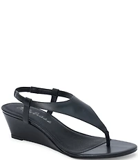 Matisse Westport Leather Slingback Thong Wedge Sandals