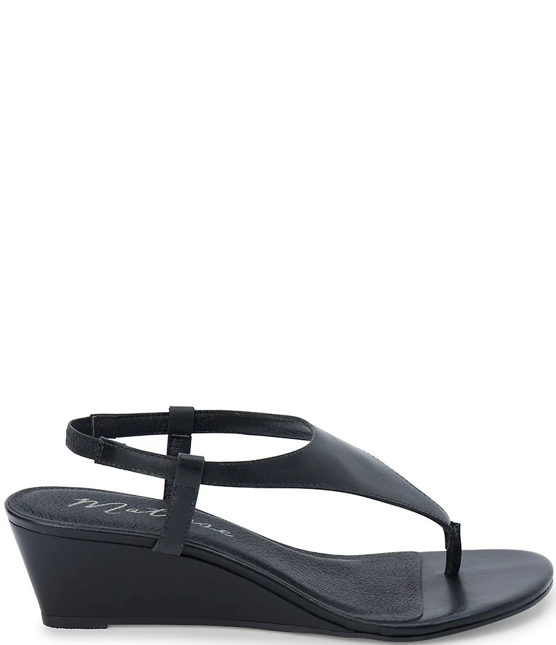 Matisse Westport Leather Slingback Thong Wedge Sandals