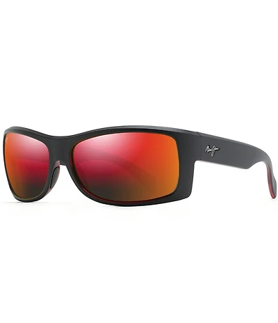 Maui Jim Equator PolarizedPlus2® Wrap 64.5mm Mirrored Sunglasses