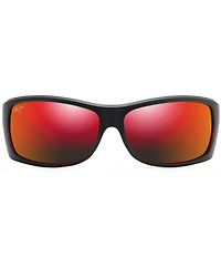 Maui Jim Equator PolarizedPlus2® Wrap 64.5mm Mirrored Sunglasses