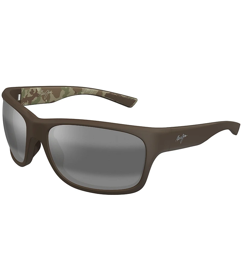 Maui Jim Men's Ano Nui Polarized Plus 2 63mm Rectangle Wrap Sunglasses