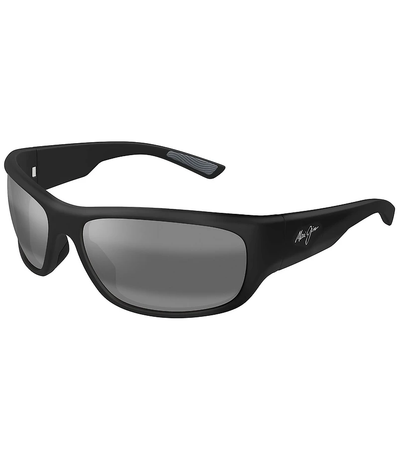 Maui Jim Men's Maukele Polarized Plus 2 64mm Rectangle Wrap Sunglasses