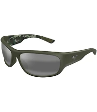 Maui Jim Men's Maukele Polarized Plus 2 64mm Rectangle Wrap Sunglasses