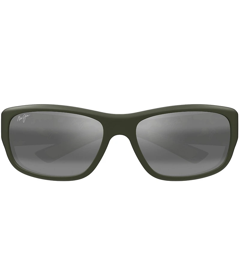 Maui Jim Men's Maukele Polarized Plus 2 64mm Rectangle Wrap Sunglasses