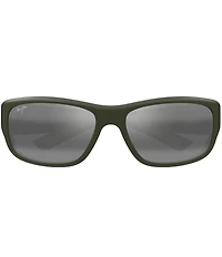 Maui Jim Men's Maukele Polarized Plus 2 64mm Rectangle Wrap Sunglasses
