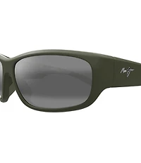 Maui Jim Men's Maukele Polarized Plus 2 64mm Rectangle Wrap Sunglasses