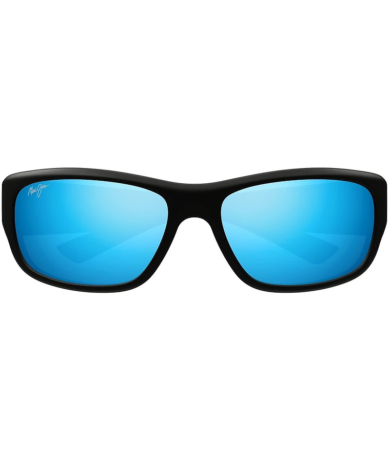 Maui Jim Men's Maukele Polarized Plus 2 64mm Rectangle Wrap Sunglasses