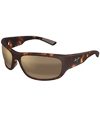 Maui Jim Men's Maukele Polarized Plus 2 64mm Rectangle Wrap Sunglasses