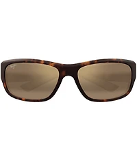 Maui Jim Men's Maukele Polarized Plus 2 64mm Rectangle Wrap Sunglasses