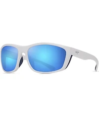 Maui Jim Unisex Nuu Landing PolarizedPlus2® 62mm Wrap Mirrored Sunglasses