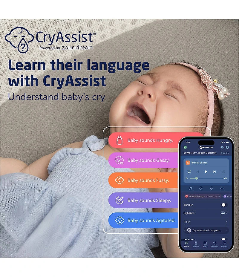 Maxi Cosi Sibia Bassinet With CryAssist™ Audio Monitor