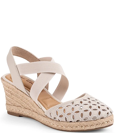 Me Too Shiney Eyelet Espadrille Wedge Sandals