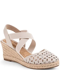 Me Too Shiney Eyelet Espadrille Wedge Sandals