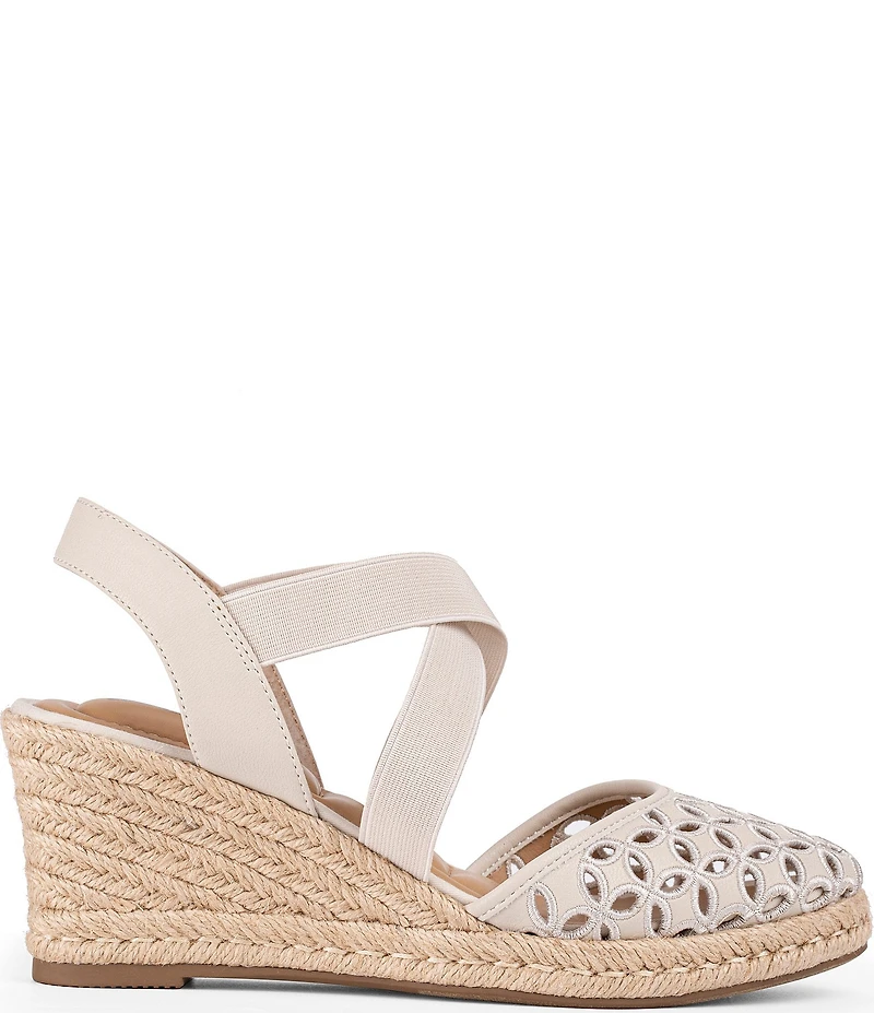Me Too Shiney Eyelet Espadrille Wedge Sandals
