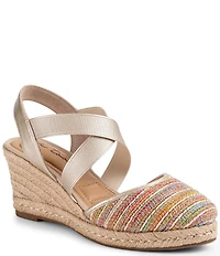 Me Too Shiney Shiney Rainbow Raffia Espadrille Wedge Sandals