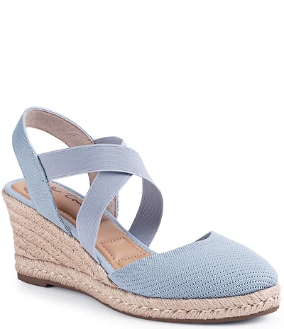 Me Too Shiney Stretch Knit Espadrille Wedge Sandals