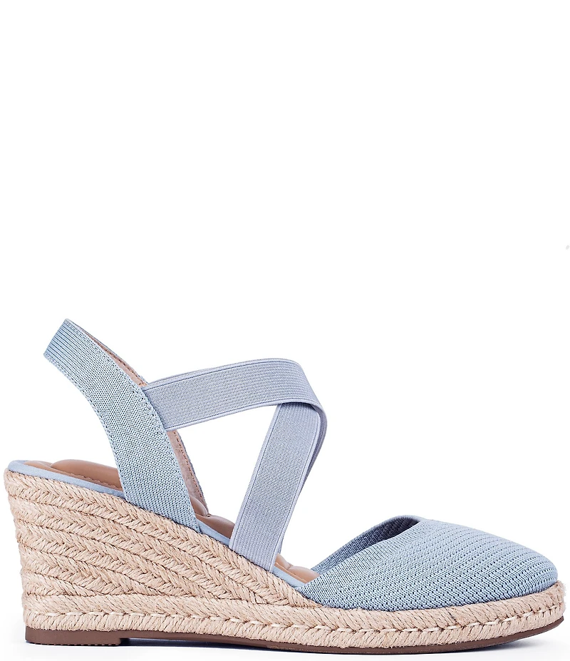 Me Too Shiney Stretch Knit Espadrille Wedge Sandals