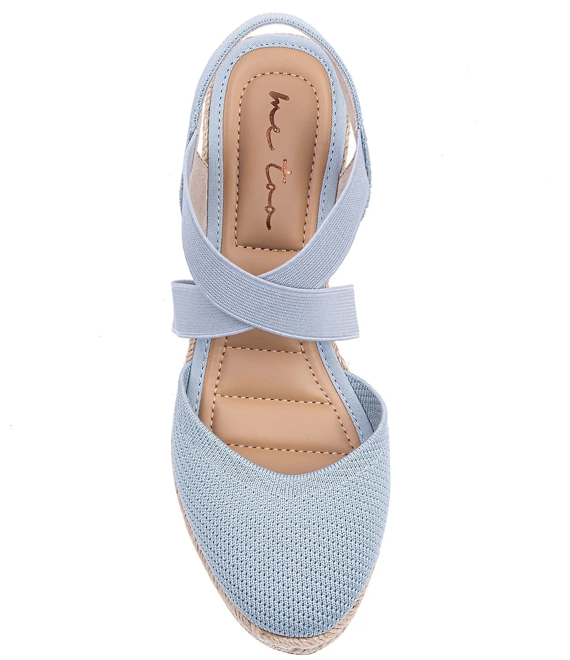 Me Too Shiney Stretch Knit Espadrille Wedge Sandals