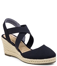 Me Too Shiney Stretch Knit Espadrille Wedge Sandals