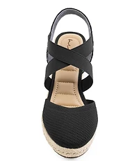 Me Too Shiney Stretch Knit Espadrille Wedge Sandals