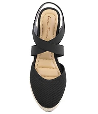 Me Too Shiney Stretch Knit Espadrille Wedge Sandals