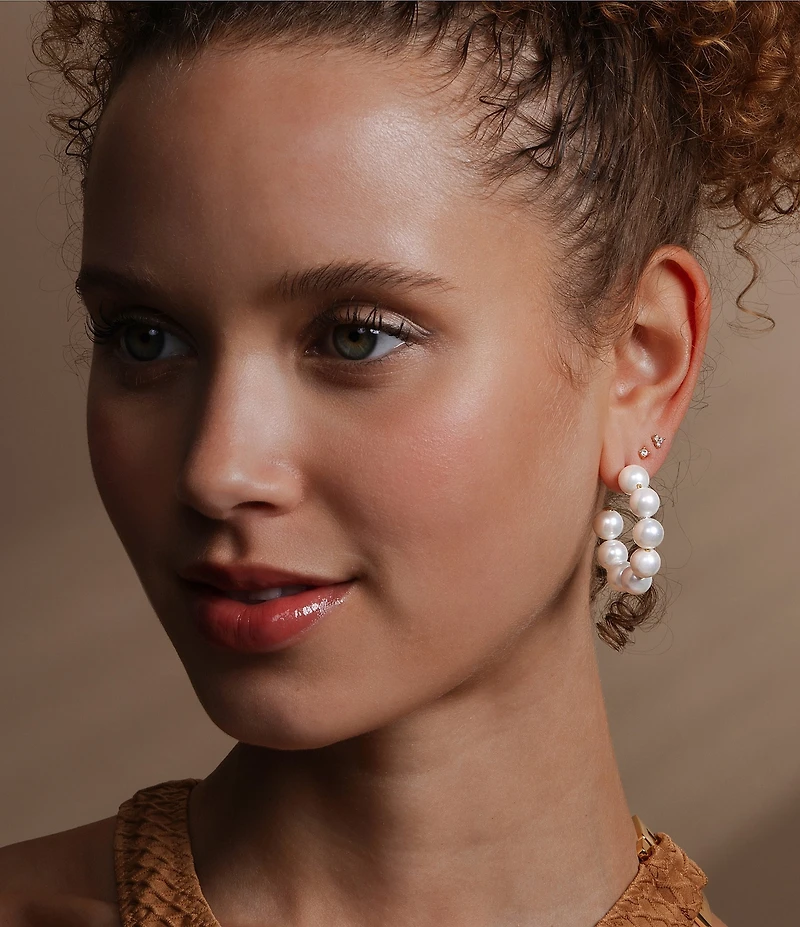 Melinda Maria Life's A Ball Pearl Hoop Earrings
